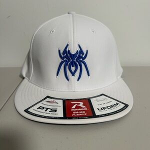 Spiderz Softball Baseball Fitted Cap Hat Men’s Small/Medium White Blue